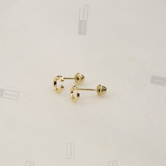 14K Solid Gold Initial Stud Earrings • Perfect Gift For Girls & Teens. - Picture 4 of 13
